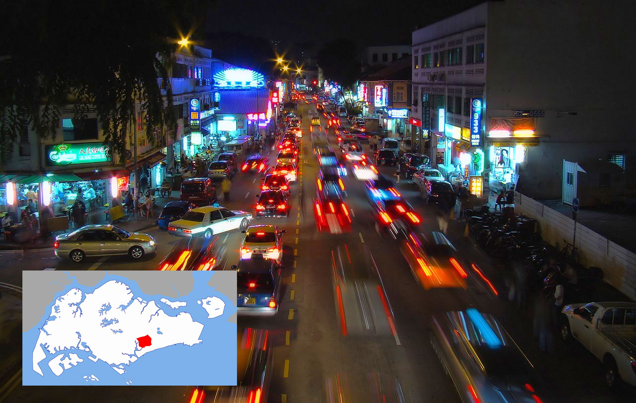 A view of Geylang Living by night